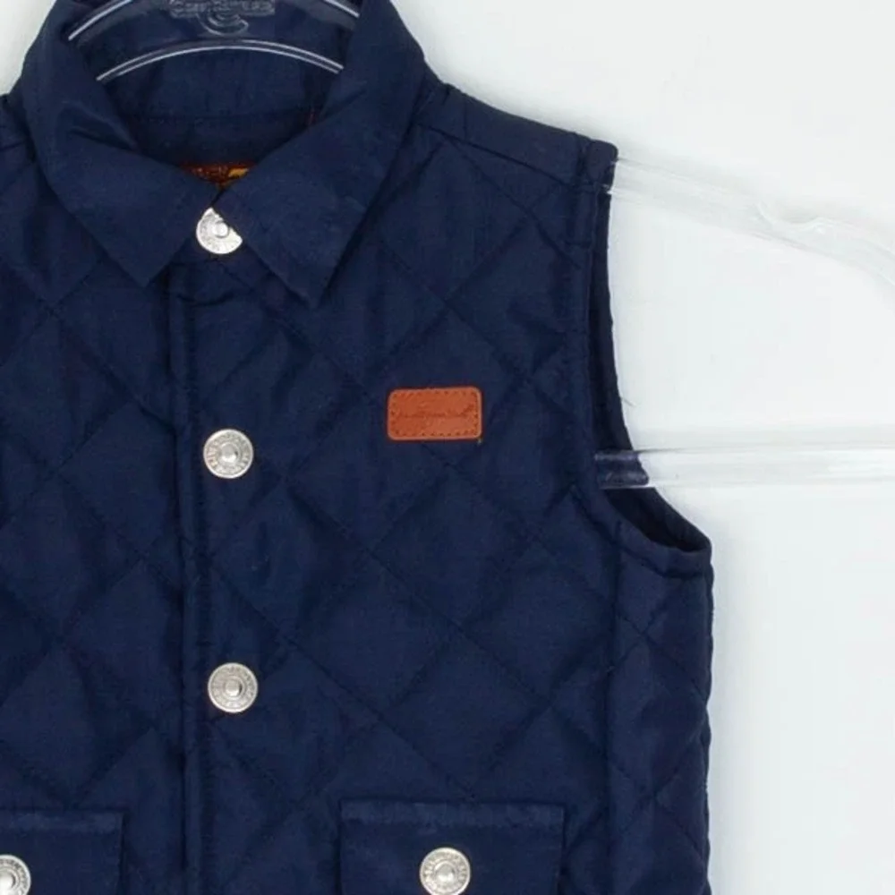 7 For‎ All Mankind Kids Quilted Vest Top Collared Button Front Navy Size 12M